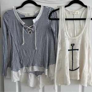 Set of 2 Vintage Havana Tops: 1 Racerback Tank & 1,Longsleeve Top; Women’s L